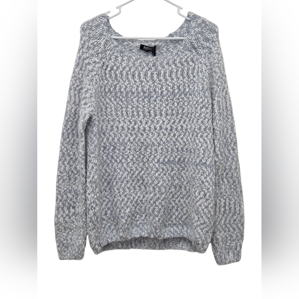 Buffalo David Bitton Blue and White Knit Acrylic Eyelash Sweater Size XL